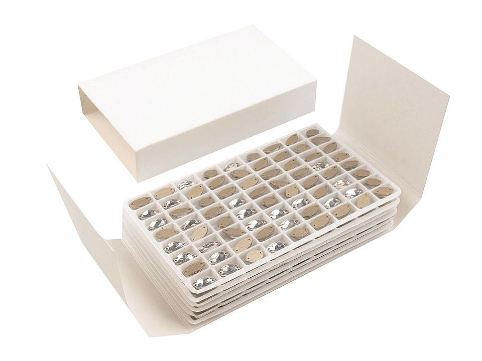 Strasuri de cusut, model eliptic - Cristal (12 Bucăți)