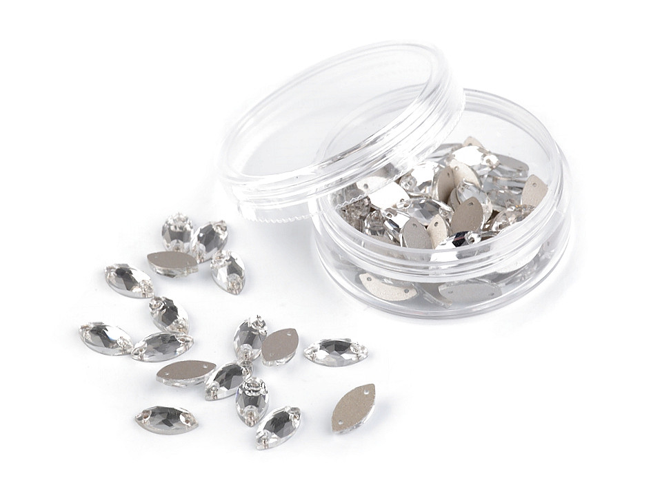 Strasuri de cusut, model eliptic - Cristal (12 Bucăți)