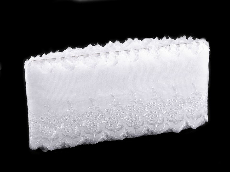 Dantelă madeira poliester, lățime 9,5 cm, 10,5 cm - Alb (1 Metru)