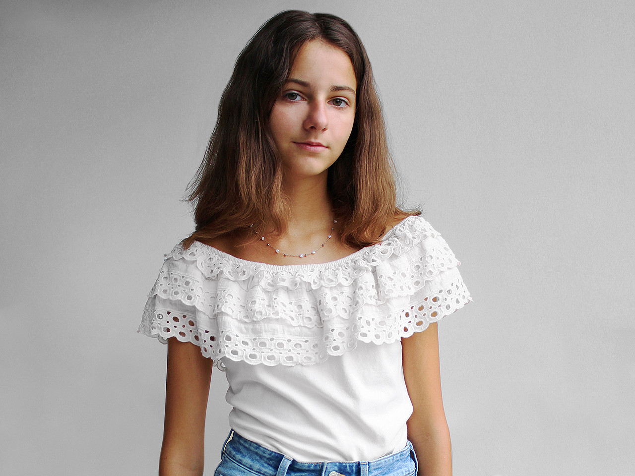 Dantela brodata madeira, 11 cm - Alb (1 Metru)