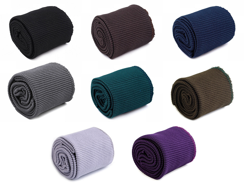 Set bordură și manșete elastice tricotate, lățime 7 cm - Negru (1 Set)