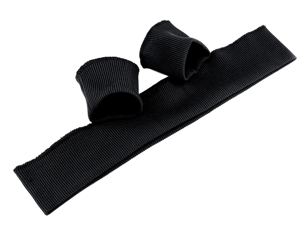 Set bordură și manșete elastice tricotate, lățime 7 cm - Negru (1 Set)