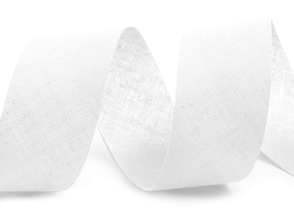 Bandă bias bumbac nepliată, lățime 30 mm - Alb (100 Metri)