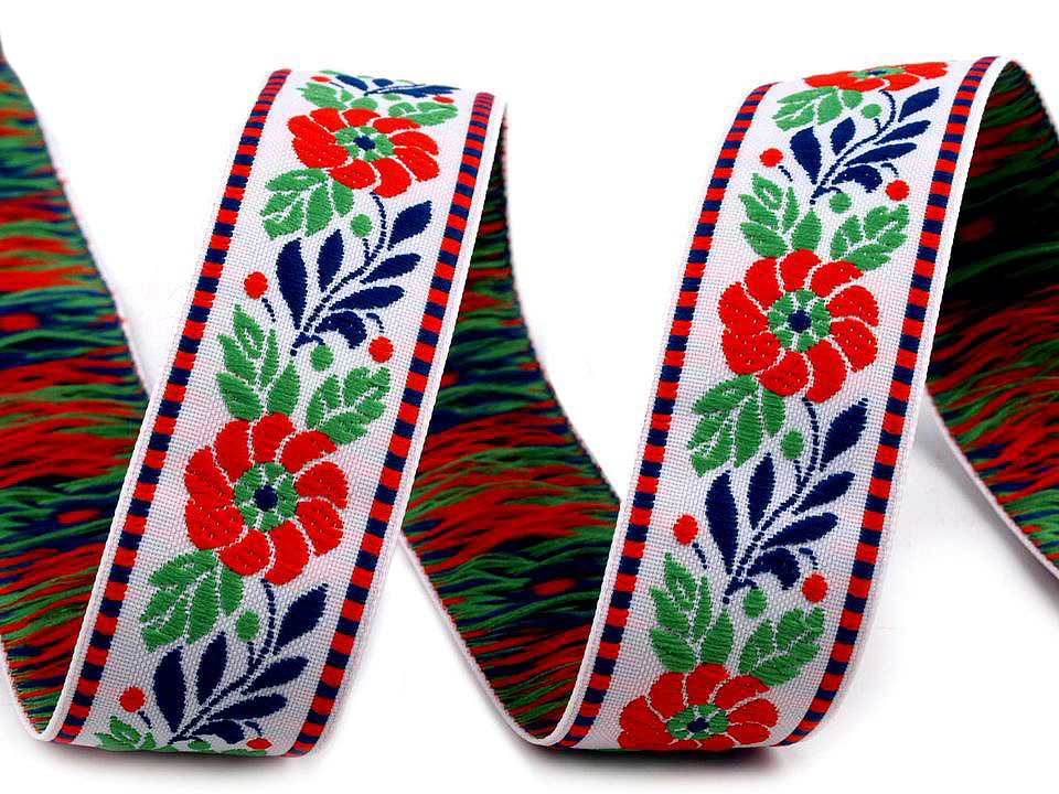 Bandă cu motive tradiționale, lățime 25 mm - Negru (25 Metri)