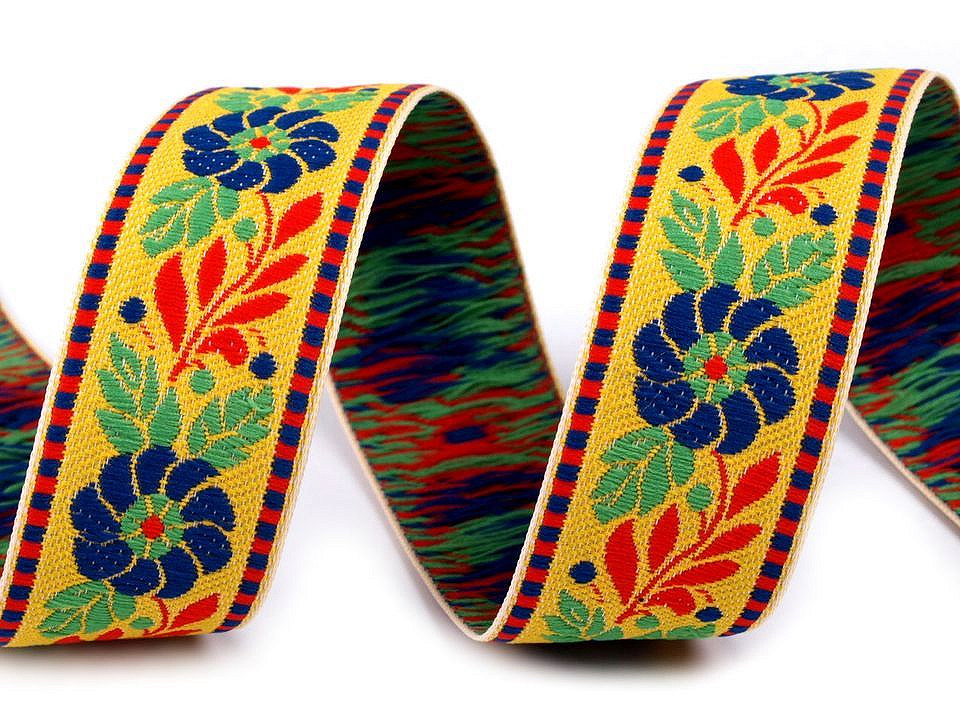 Bandă cu motive tradiționale, lățime 25 mm - Negru (25 Metri)