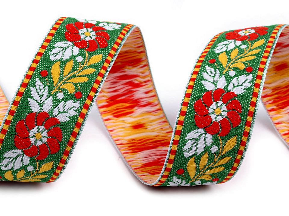 Bandă cu motive tradiționale, lățime 25 mm - Negru (25 Metri)