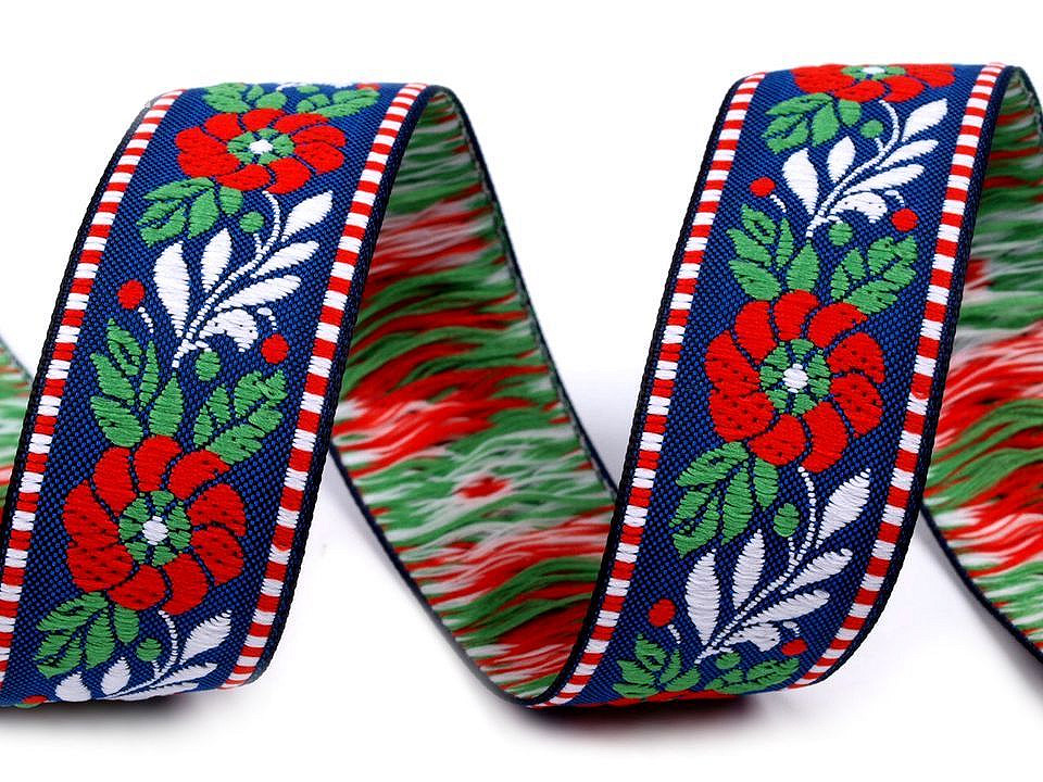 Bandă cu motive tradiționale, lățime 25 mm - Negru (25 Metri)