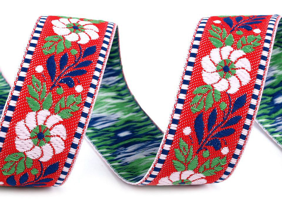 Bandă cu motive tradiționale, lățime 25 mm - Negru (25 Metri)