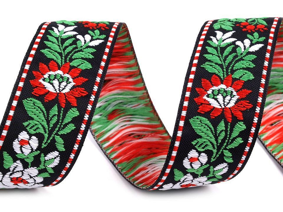 Bandă cu motive tradiționale, lățime 25 mm - Albastru safir (1 Metru)