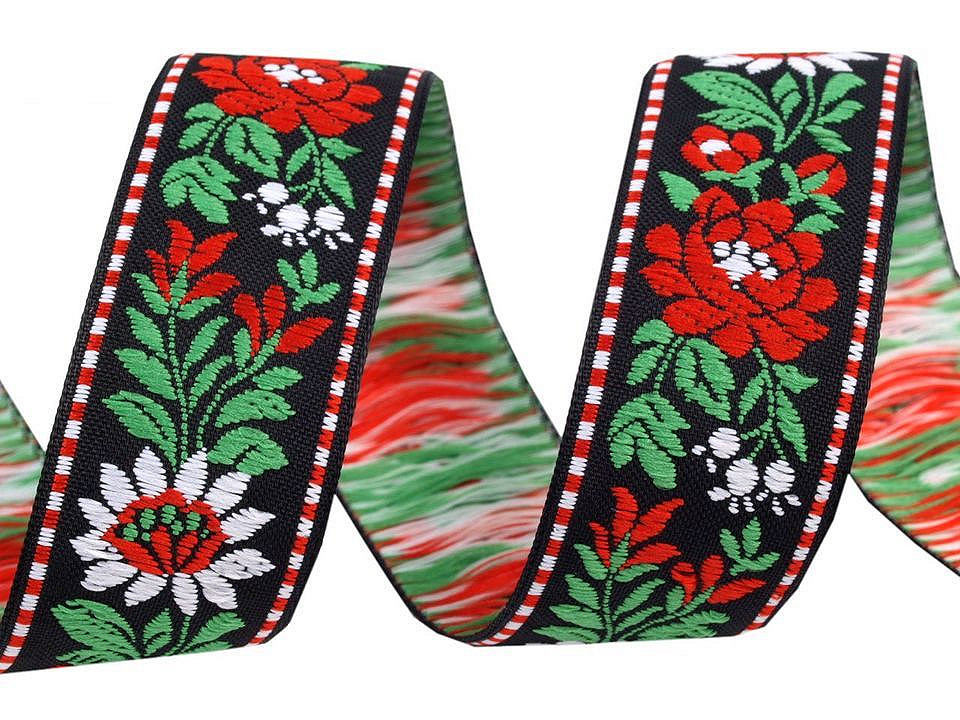 Bandă cu motive tradiționale, lățime 25 mm - Albastru safir (1 Metru)