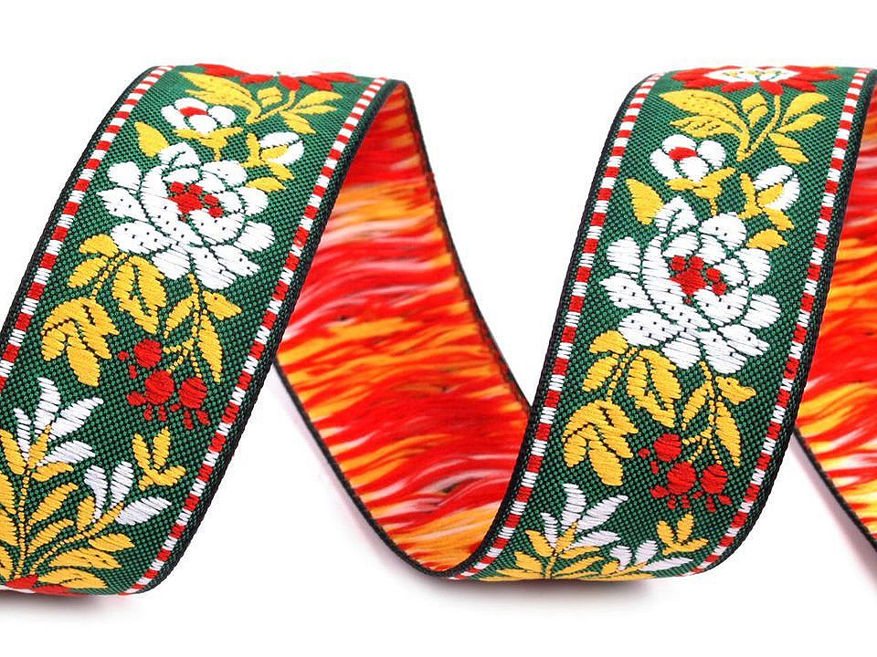 Bandă cu motive tradiționale, lățime 25 mm - Albastru safir (1 Metru)