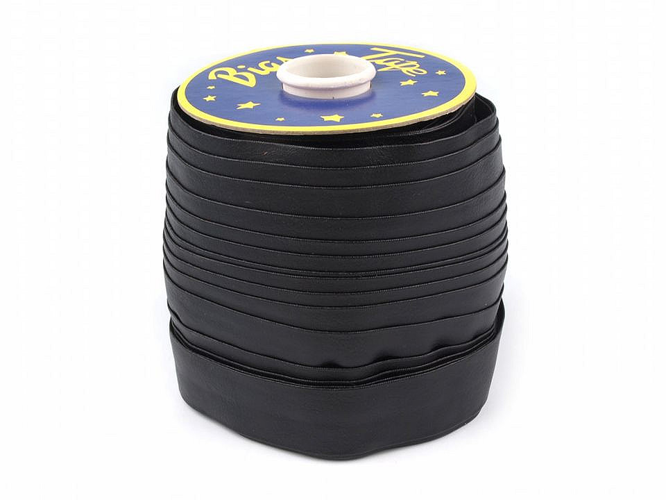 Bandă bias piele sintetică, lățime 30 mm - Negru (1 Metru)