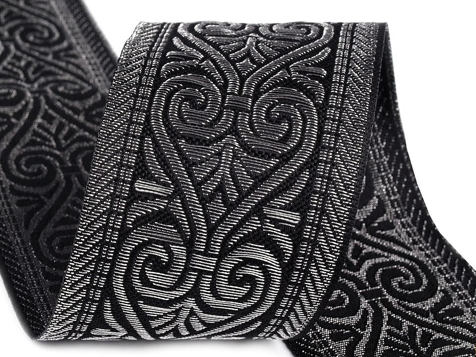 Panglică țesută tip jacquard, lățime 50 mm - Auriu (1 Metru)