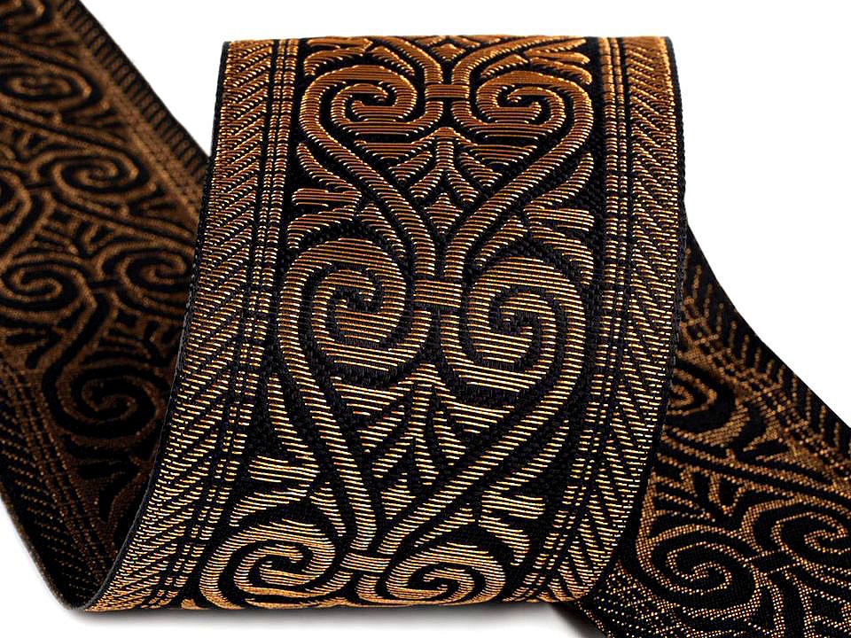 Panglică țesută tip jacquard, lățime 50 mm - Auriu (1 Metru)