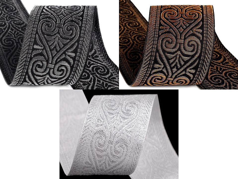 Panglică țesută tip jacquard, lățime 50 mm - Auriu (1 Metru)