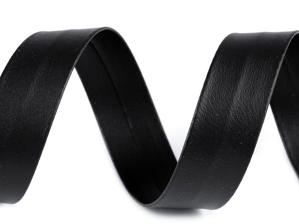 Bandă bias imitație piele, lățime 20 mm - Negru (1 Metru)
