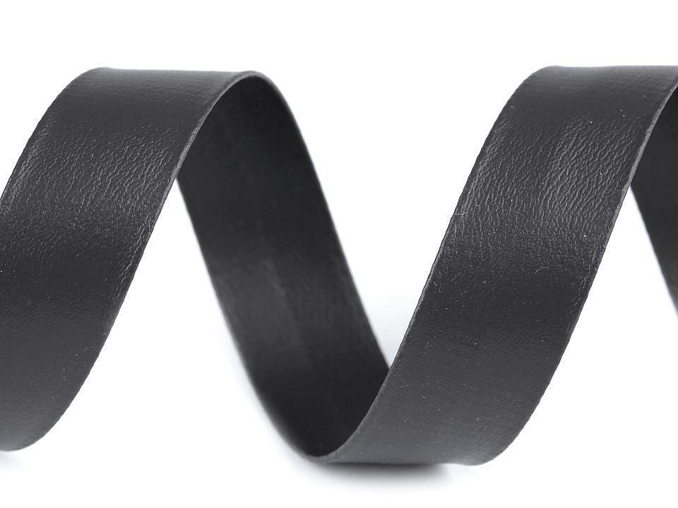 Bandă bias imitație piele, lățime 20 mm - Negru (1 Metru)