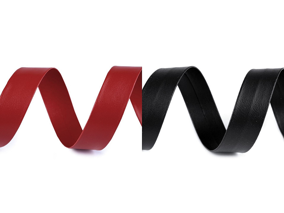 Bandă bias imitație piele, lățime 20 mm - Negru (1 Metru)