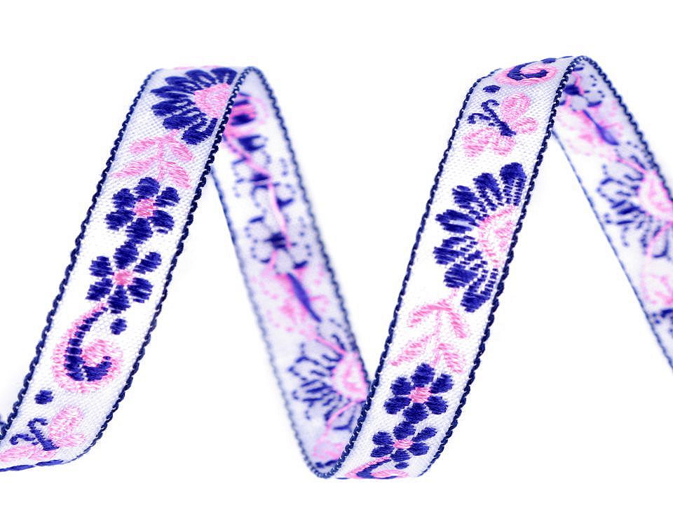 Bandă cu motive tradiționale, lățime 10 mm - Roșu (1 Metru)