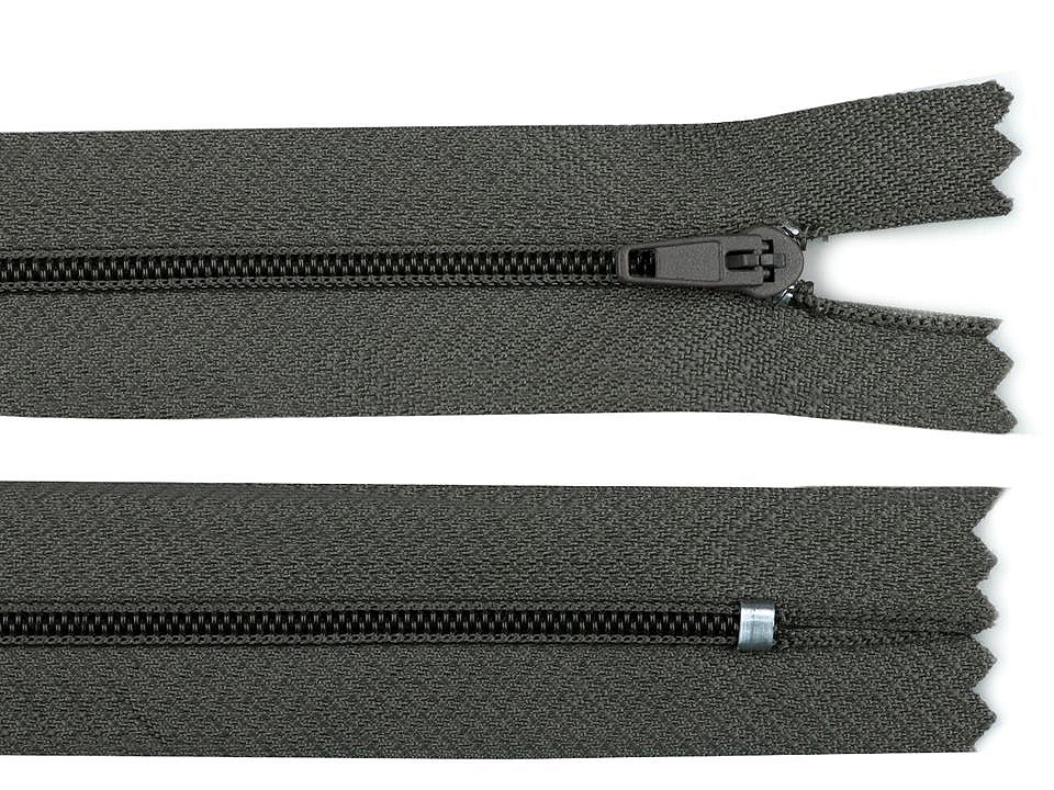 Fermoar spiralat nedetașabil no 3, lungime 18 cm - Verde kaki (10 Bucăți) Fermoar spiralat nedetașabil no 3, lungime 18 cm - Verde kaki (10 Bucăți)