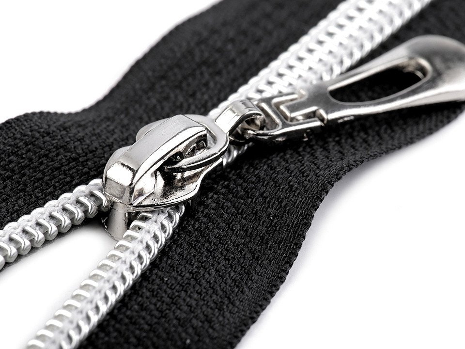 Fermoar spiralat argintiu, no 7 lungime 70 cm - Negru (1 Bucată)
