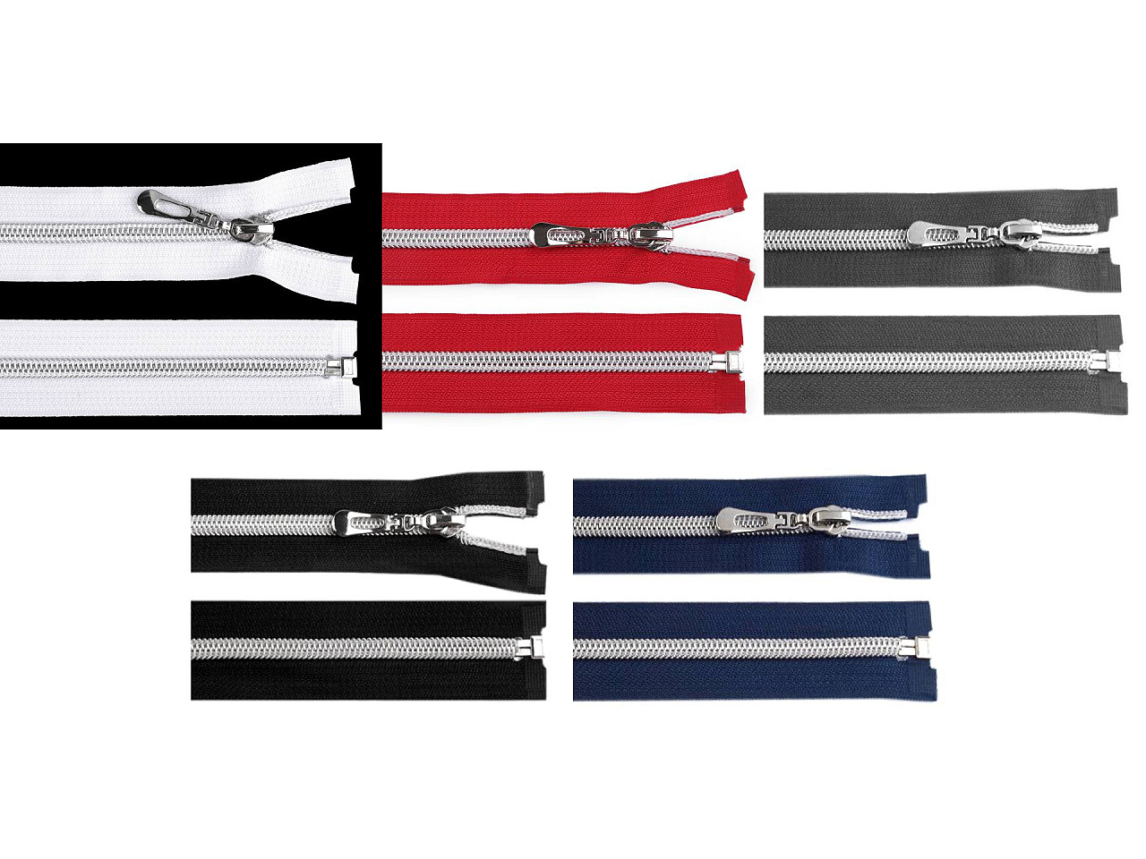 Fermoar spiralat argintiu, no 7 lungime 75 cm - Gri închis (1 Bucată)