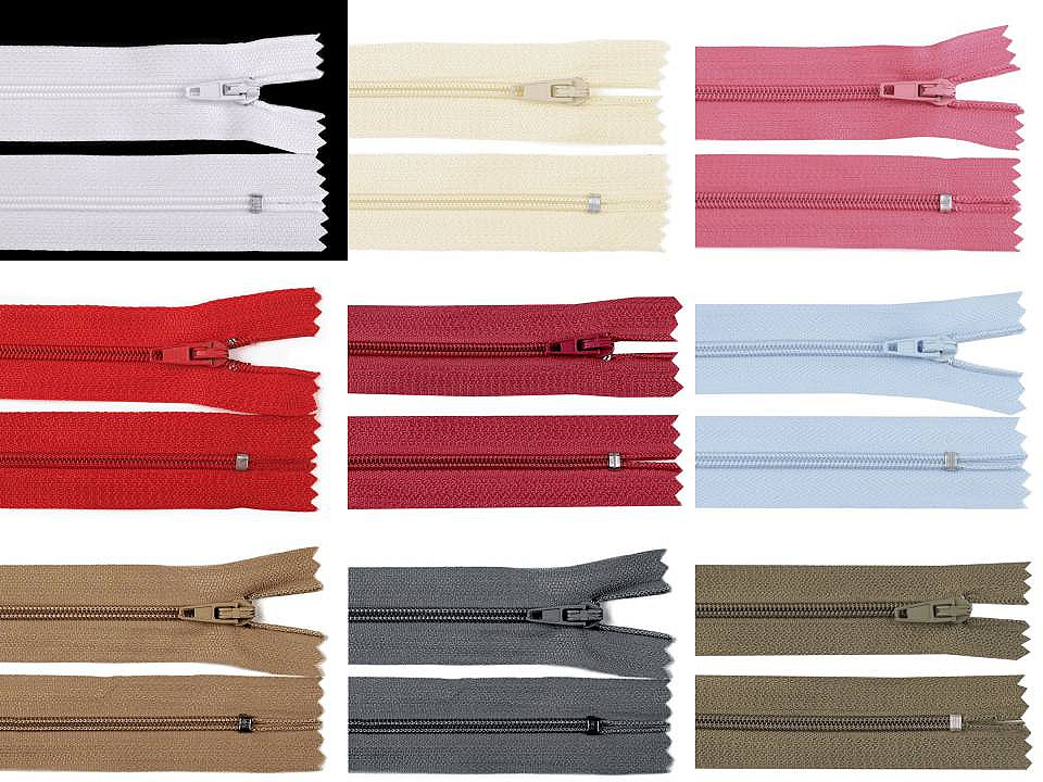 Fermoar spiralat nedetașabil cu atoblocare, no 3 lungime 12 cm - Roșu (1 Bucată)