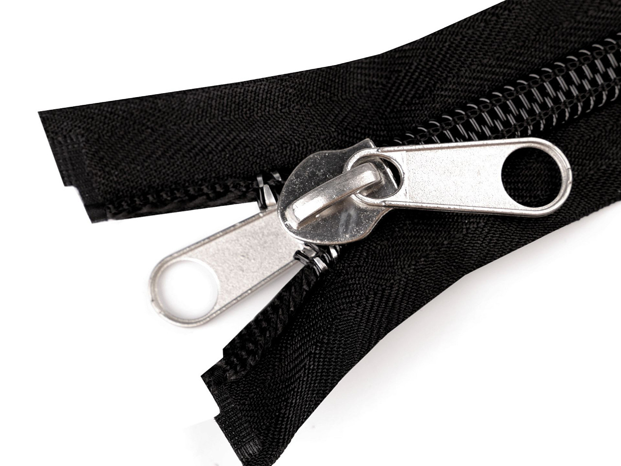 Fermoar spiralat nr. 10 cu cheita dublu tragator, lungime 150 cm - Negru (1 Bucată)