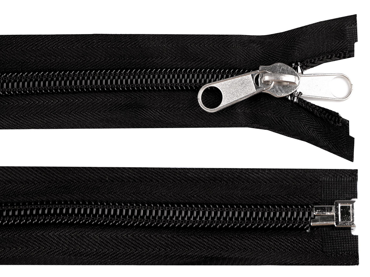 Fermoar spiralat nr. 10 cu cheita dublu tragator, lungime 220 cm - Negru (5 Bucăți) Fermoar spiralat nr. 10 cu cheita dublu tragator, lungime 220 cm - Negru (5 Bucăți)