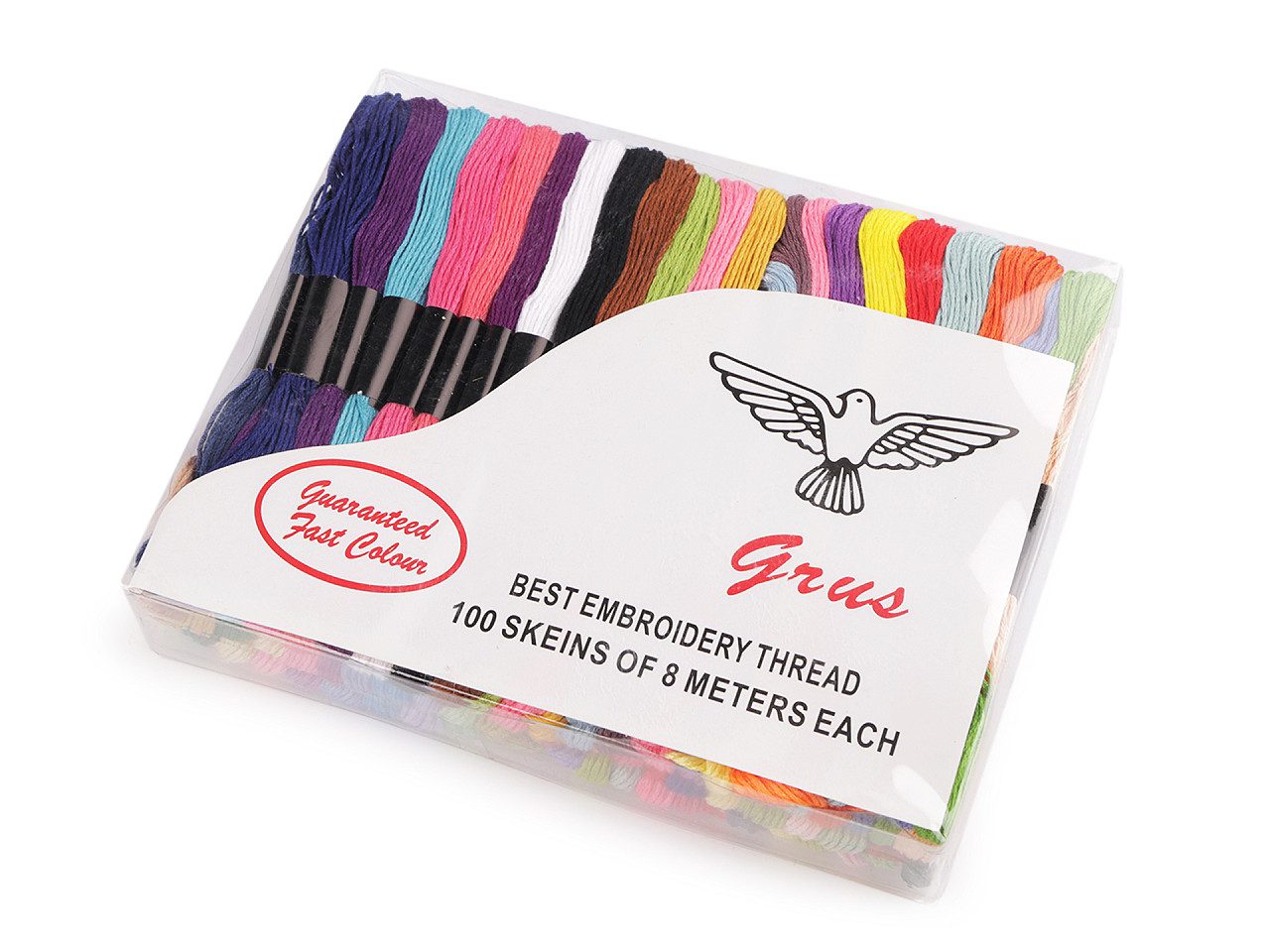 Aţă de brodat tip mouline grus, set 100 jurubiţe/8 m - Mix (100 Bucăți)