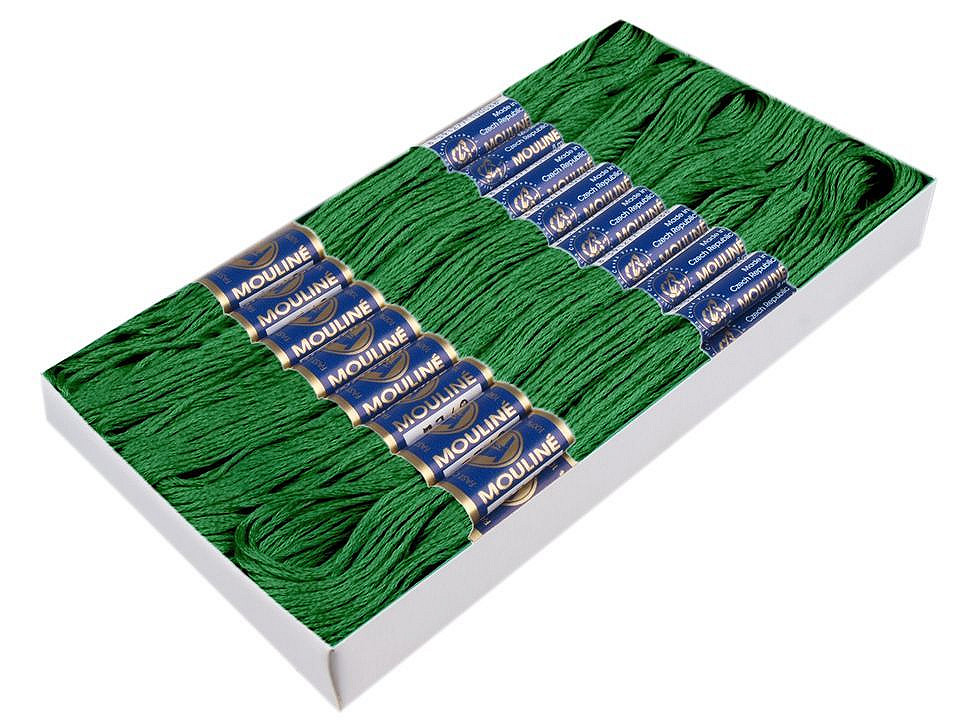 Aţă pentru brodat mouline nitarna cehia, 24 jurubițe / cutie - Hunter green (24 Bucăți)