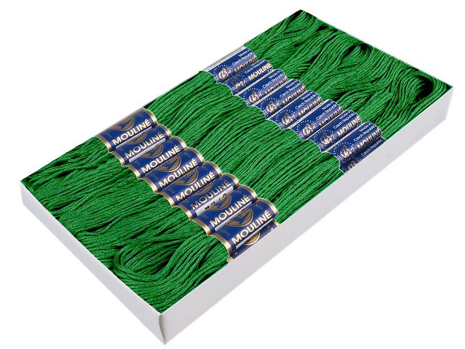 Aţă pentru brodat mouline nitarna cehia, 24 jurubițe / cutie - Hunter green (24 Bucăți)