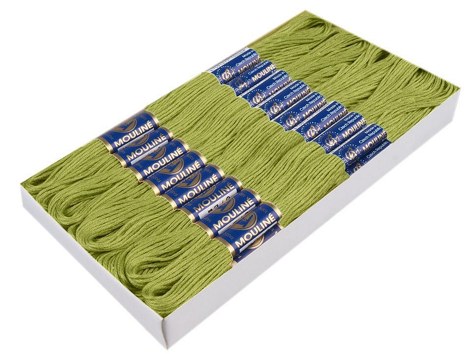Aţă pentru brodat mouline nitarna cehia, 24 jurubițe / cutie - Hunter green (24 Bucăți)