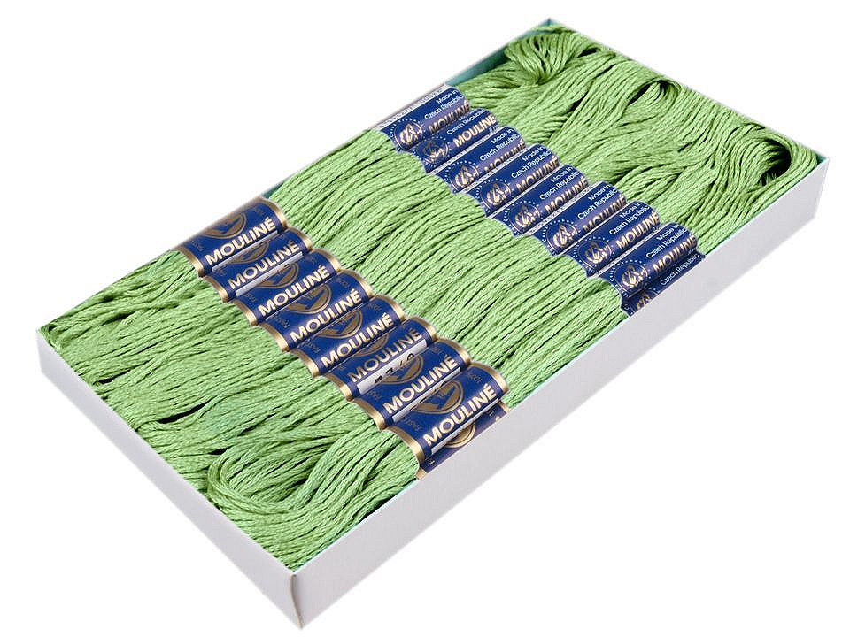 Aţă pentru brodat mouline nitarna cehia, 24 jurubițe / cutie - Hunter green (24 Bucăți)