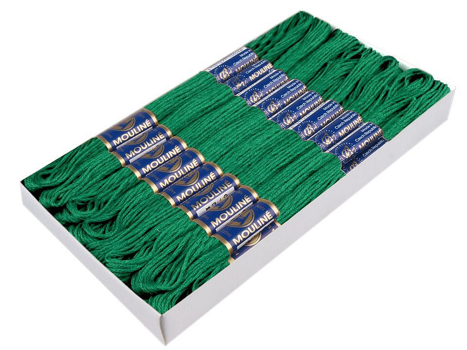 Aţă pentru brodat mouline nitarna cehia, 24 jurubițe / cutie - Hunter green (24 Bucăți)