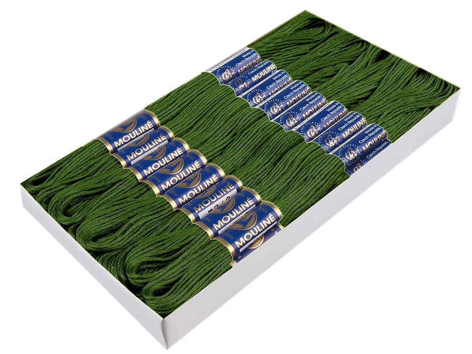 Aţă pentru brodat mouline nitarna cehia, 24 jurubițe / cutie - Hunter green (24 Bucăți)