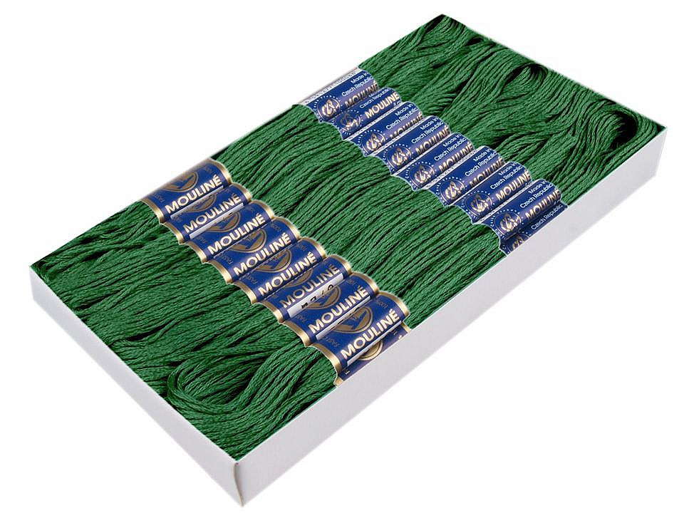 Aţă pentru brodat mouline nitarna cehia, 24 jurubițe / cutie - Hunter green (24 Bucăți)