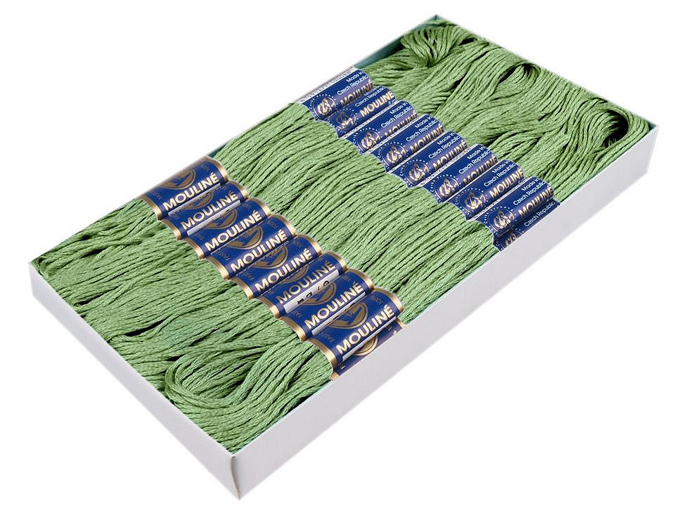 Aţă pentru brodat mouline nitarna cehia, 24 jurubițe / cutie - Hunter green (24 Bucăți)