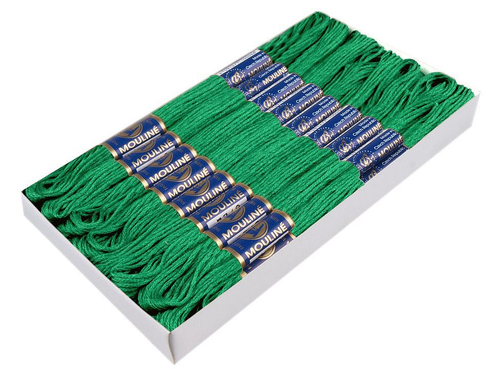 Aţă pentru brodat mouline nitarna cehia, 24 jurubițe / cutie - Hunter green (24 Bucăți)