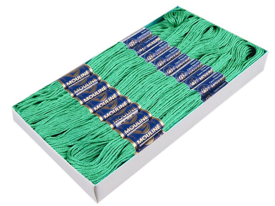 Aţă pentru brodat mouline nitarna cehia, 24 jurubițe / cutie - Hunter green (24 Bucăți)