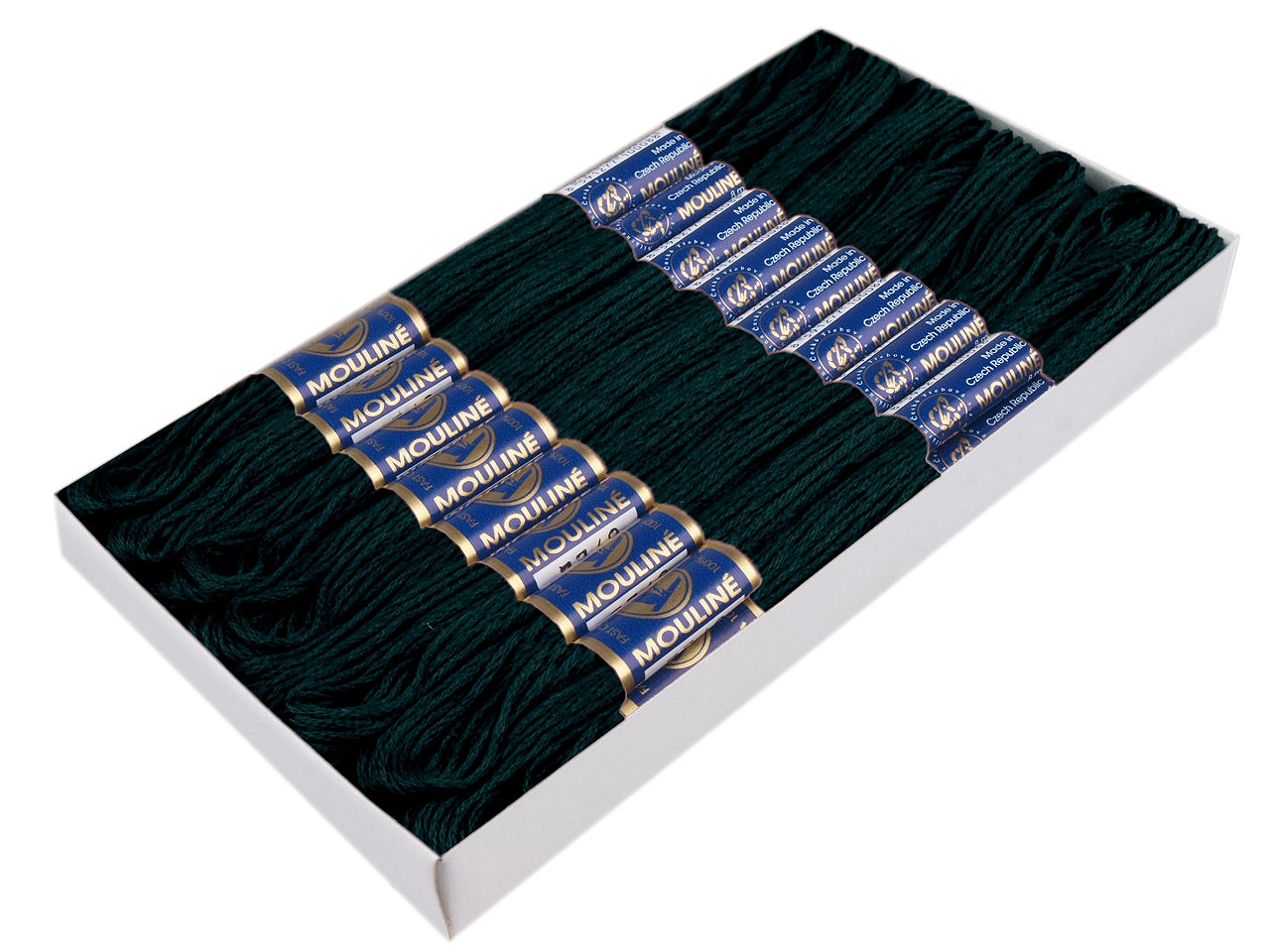 Aţă pentru brodat mouline nitarna cehia, 24 jurubițe / cutie - Hunter green (24 Bucăți)