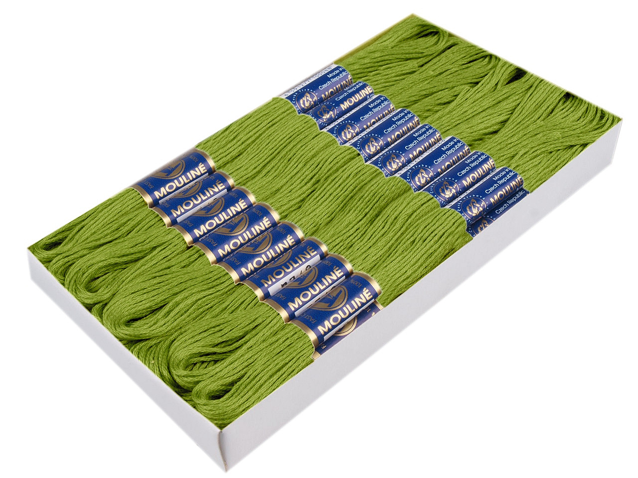 Aţă pentru brodat mouline nitarna cehia, 24 jurubițe / cutie - Hunter green (24 Bucăți)