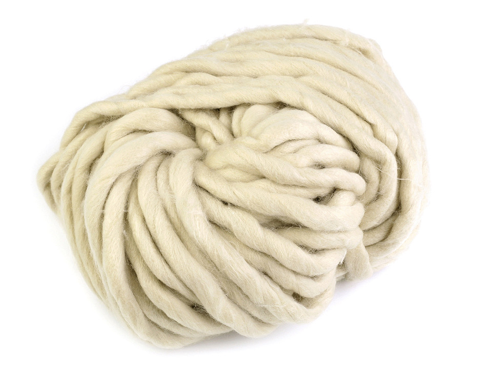 Fir de tricotat gros, cca 250 g - Alb lăptos (1 Bucată)