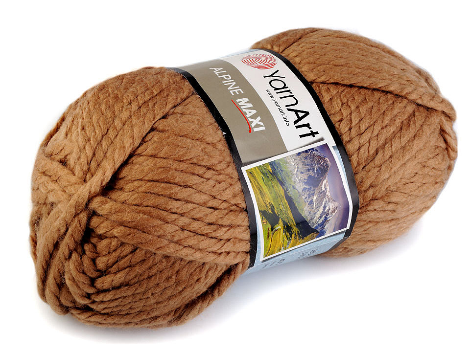 Fir de tricotat alpine maxi, 250 g - Maro (1 Bucată)