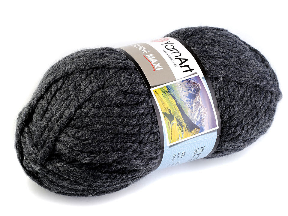 Fir de tricotat alpine maxi, 250 g - Maro (1 Bucată)