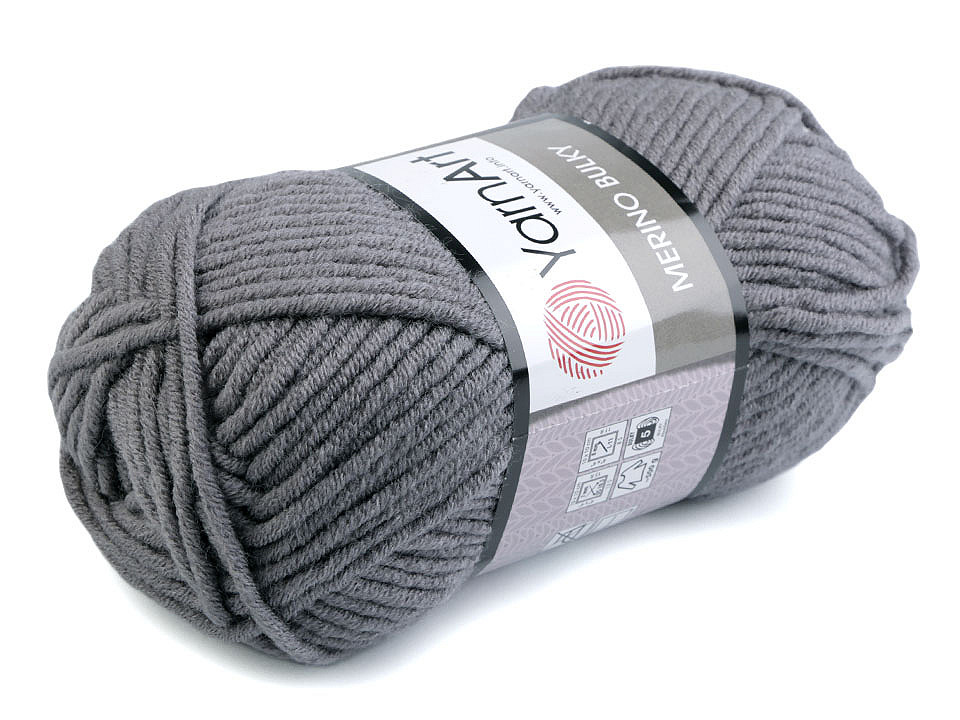 Fir de tricotat merino bulky, 100 g - Gri hematit (1 Bucată)