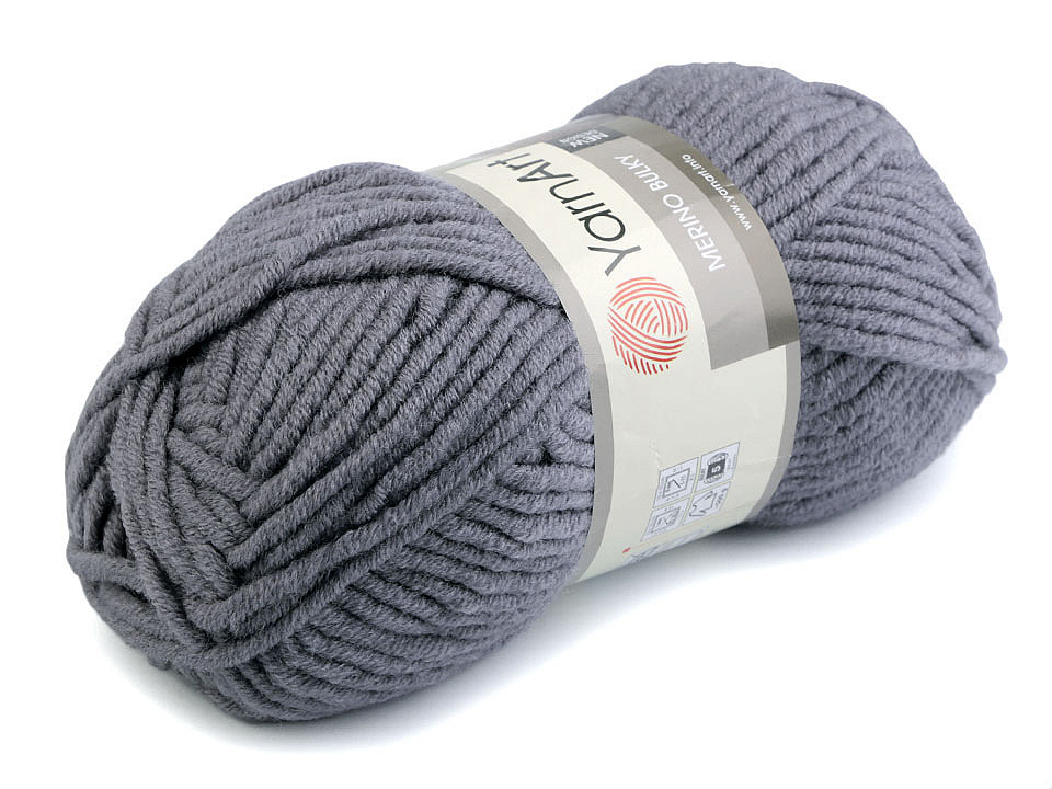 Fir de tricotat merino bulky, 100 g - Gri hematit (1 Bucată)