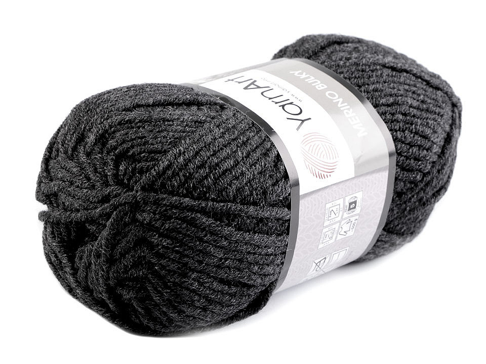 Fir de tricotat merino bulky, 100 g - Gri hematit (1 Bucată)