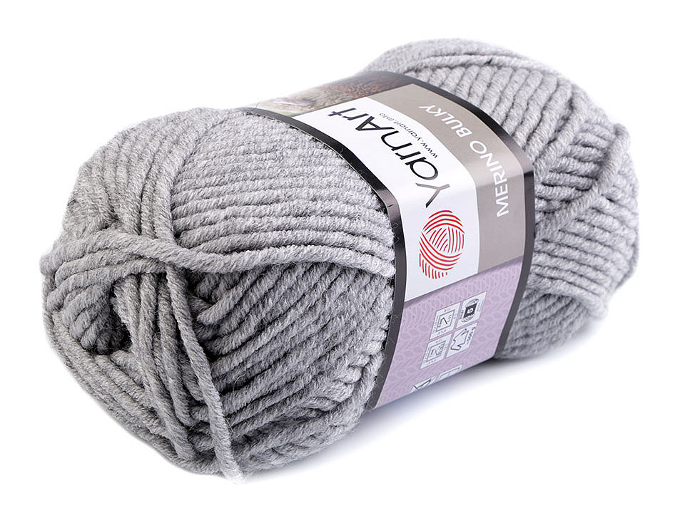 Fir de tricotat merino bulky, 100 g - Gri hematit (1 Bucată)