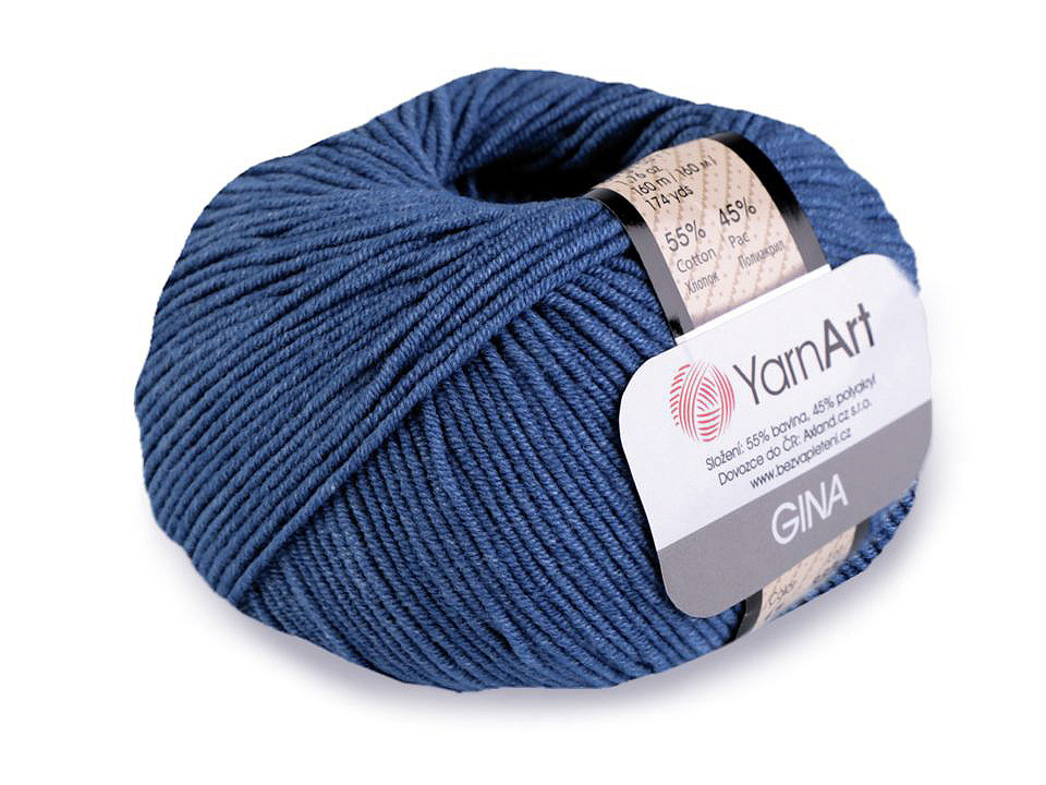 Fir de tricotat gina / jeans, 50 g - Negru (1 Bucată)